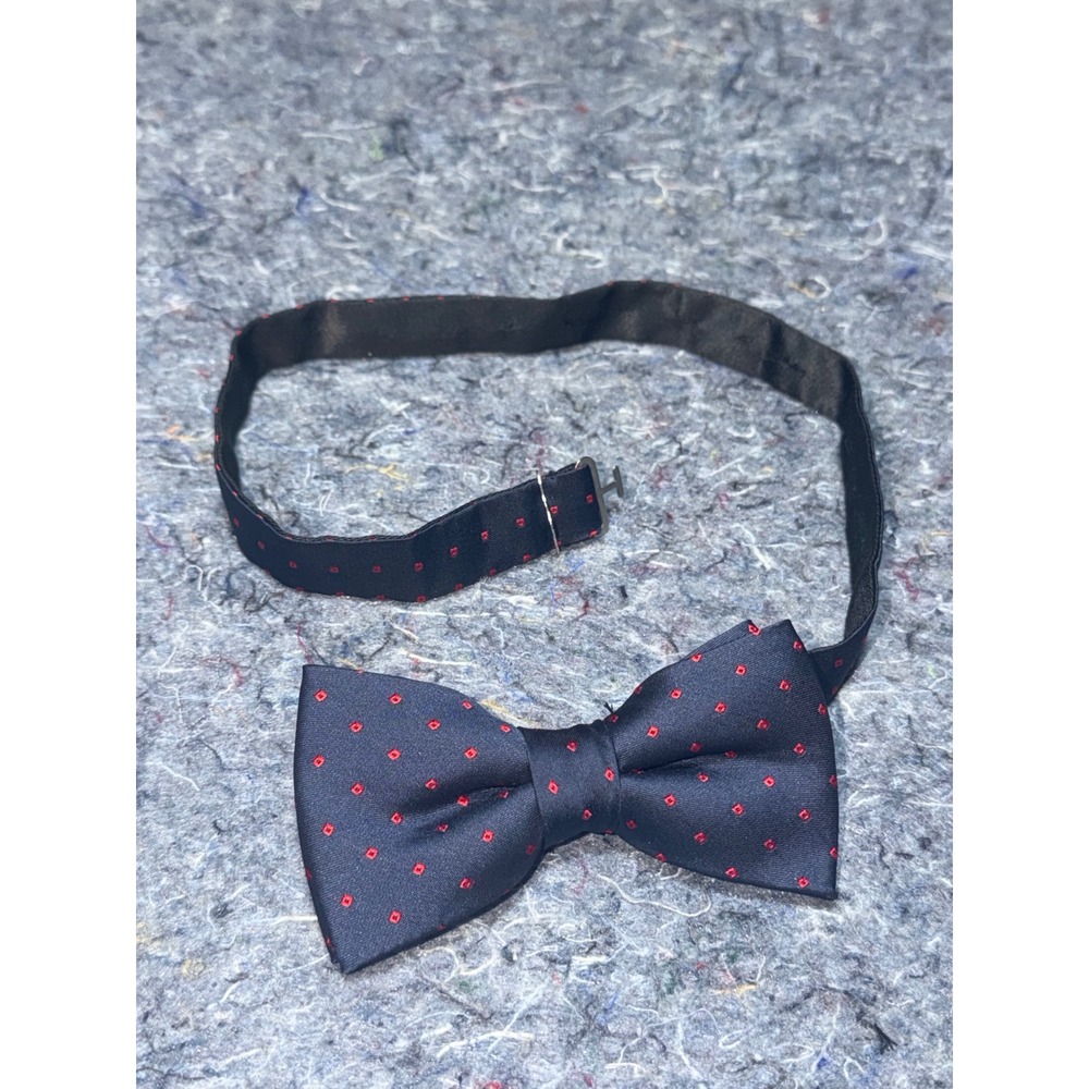Navy Blue Red Micro Diamond Pre-Tied Bow Tie Adjustable Formal Neckwear